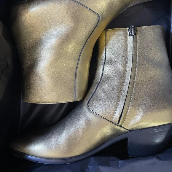 SAINT LAURENT West 45 Metallic Western Ankle Boot - Picture 8 of 16